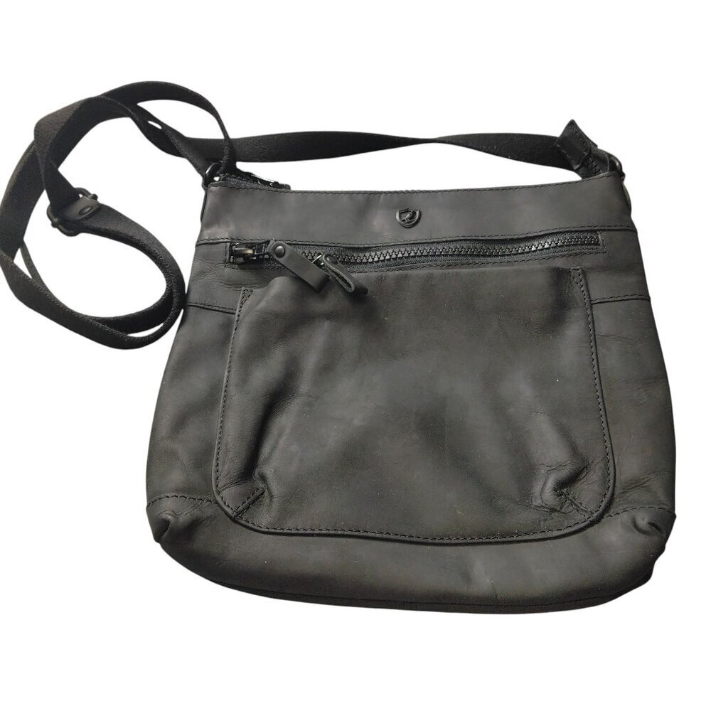 Cochoa Women's Black Soft Leather Crossbody Slim Shoulder Bag Purse Utility